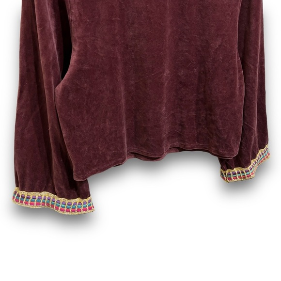 Judith March Women's Velvet Open Neck Sweatshirt Red‎ Size Small 22 x 21 - Picture 3 of 6